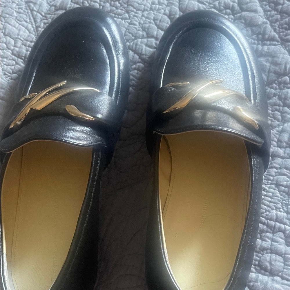 Proenza Schouler Black and Gold Loafers